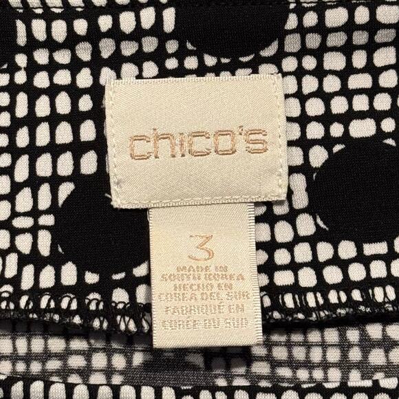 Chicos Tunic Top 3/4 Sleeve Polka Dot Minimalist Workwear Black White 3 XL 16 - Picture 3 of 7
